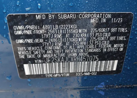 2024 Subaru Forester Wilderness from USA, damaged, VIN JF2SKAJCXRH457075